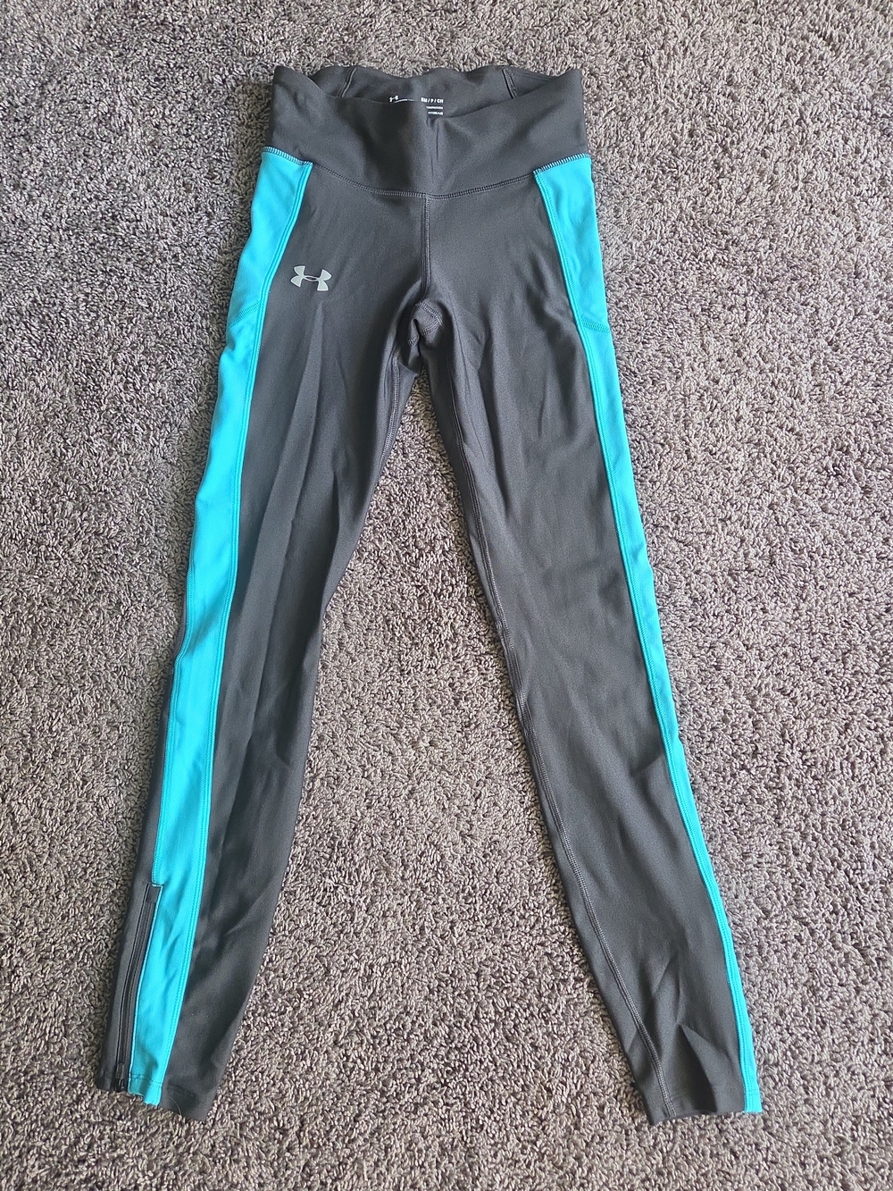 Under Armour Leggings Womens SMALL Gray Blue Heatgear Compression Stretch Pants